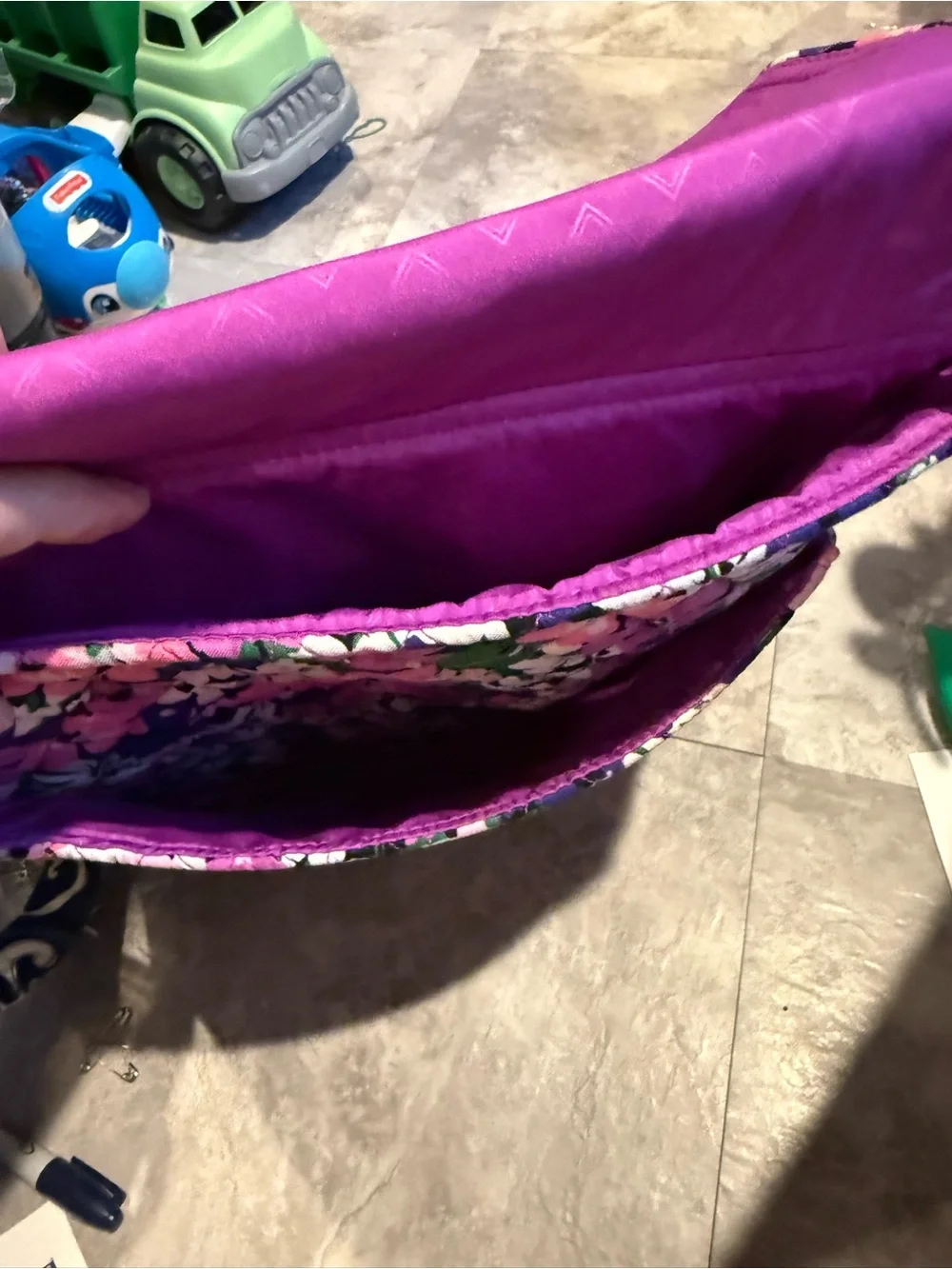 Vera Bradley Quilted Floral Cosmetic Pouch in Pink, Purple & Green